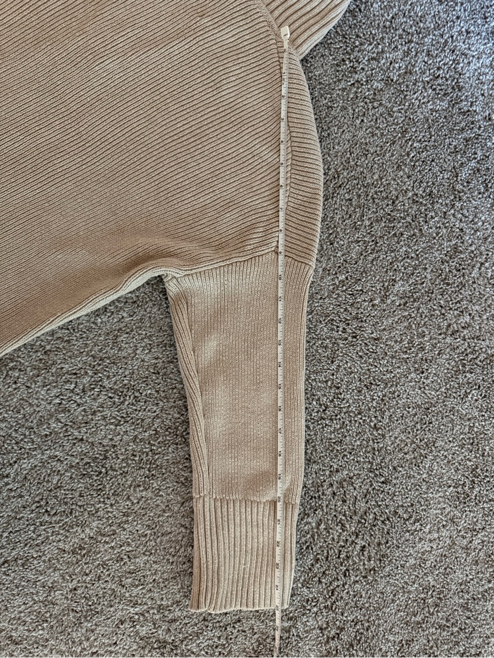 Abercrombie & Fitch Beige Rib-Knit Notch-Neck Polo Collar Sweater - Picture 10 of 11